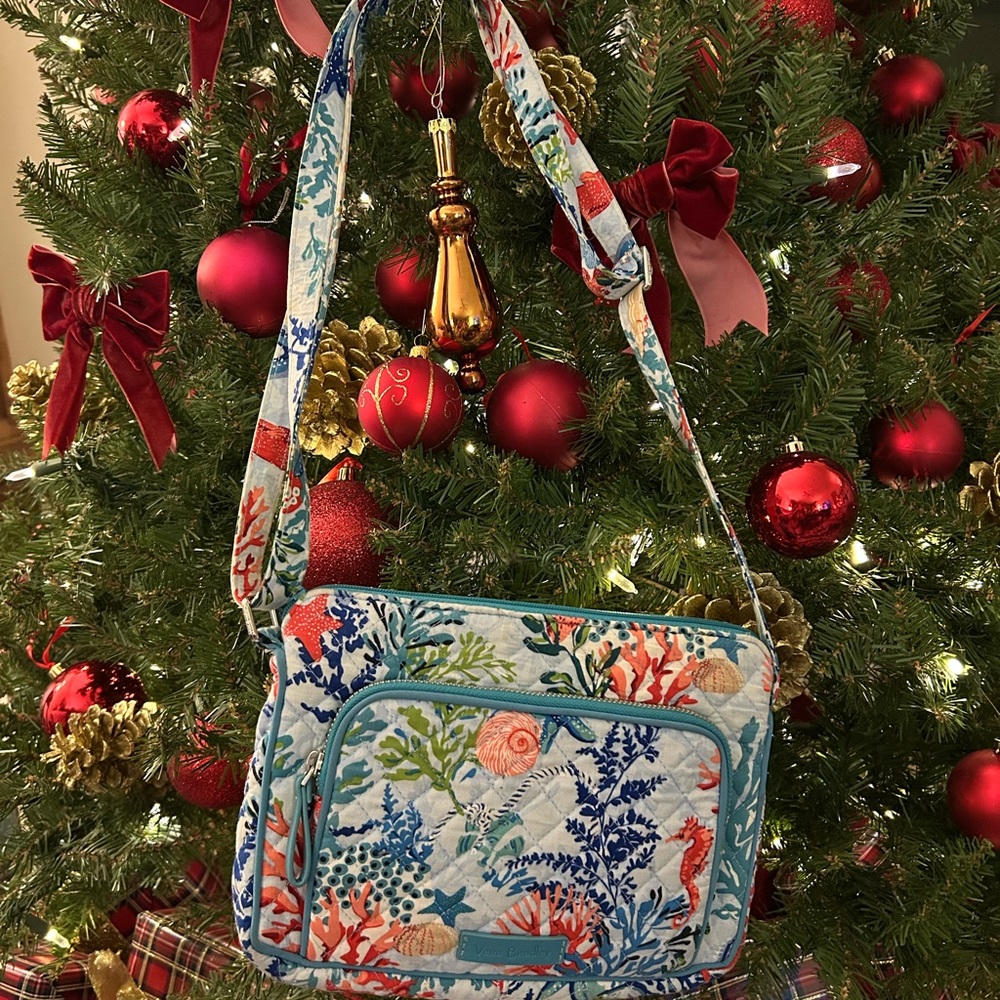 Vera Bradley Coral and Blue Crossbody Bag